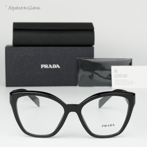 Prada Women Eyeglasses Black Demo Cat Eye PR20ZV 16K1O1 BRAND NEW - Picture 3 of 8
